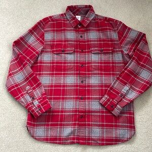 GAP men’s red and grey plaid shirt. Size L